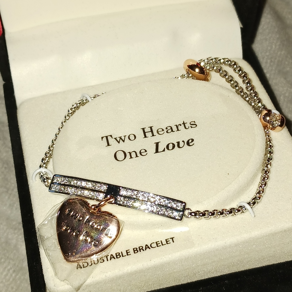 NWT! Truly Inspired "Two Hearts One Love" Adjustable Bracelet